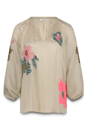 Top solid satin embroidered