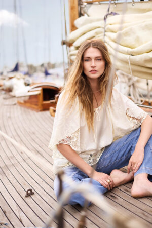 Top open work cotton
