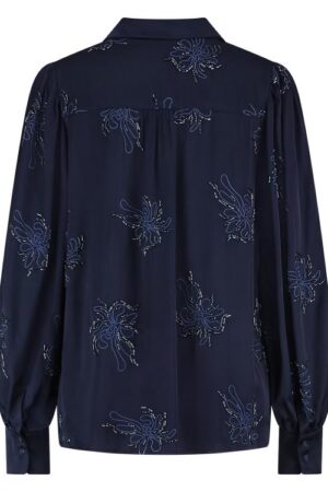 Preston Blouse Embroidery donkerblauw NUKUS