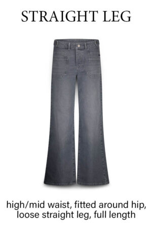 Wide straight leg comfort grey denim