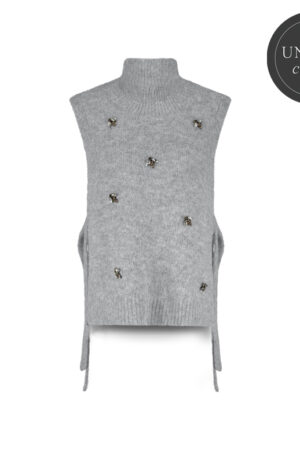 Embellished spencer cozy melange knit