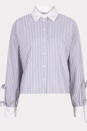 Blouse cropped stripes rhinestones
