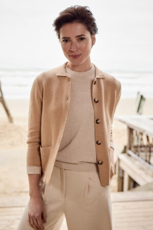 Knitted jcket plated camel mel Bloomings
