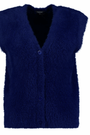 V neck gilet HCS feather yarn donkerblauw Bloomings