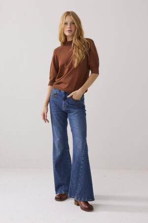 Short sleeve sweater soft viscose polyamide knit