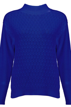Mock neck pullover fancy knit Sodalite Blue Bloomings