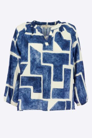 Blouse Chemisier indigo ecru Signe Nature