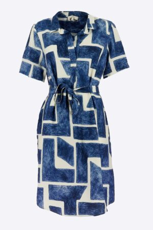 Robe A Manches indigo ecru Sogne Nature