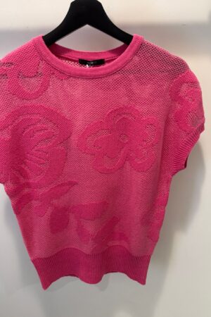 Emily flower jacquard Top cerise Iris & Co