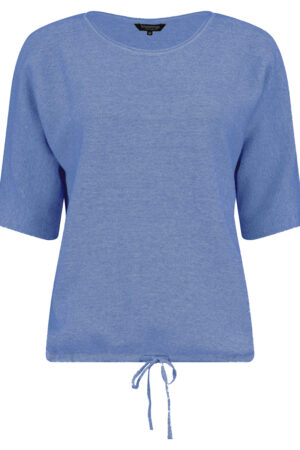 Crew neck pull 3/4 slv lurex denim blue Bloomings