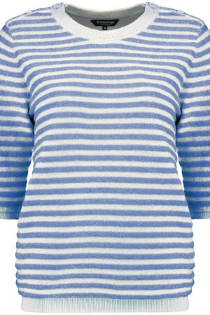 Crew neck pullover striped s/s lurex Denim Blue el Bloomings
