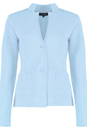 Stand up collar blazer structure sky blue Bloomings